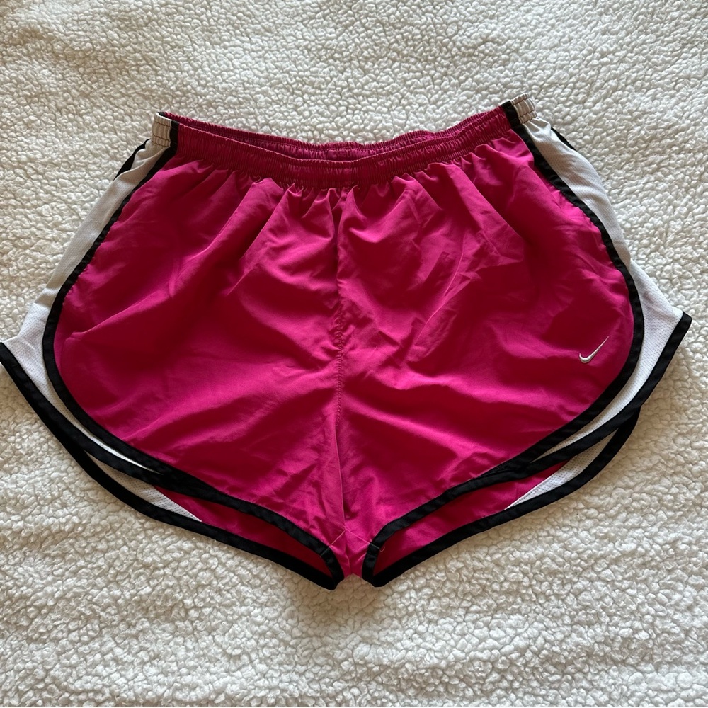 Nike Women's Fuchsia and Black Athletic Shorts